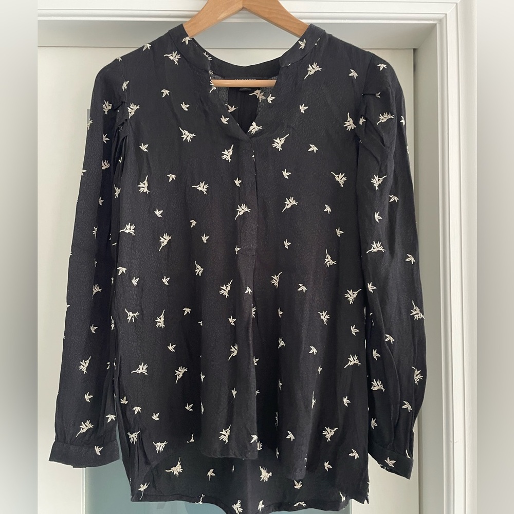 All Saints Black and White Patterned Blouse